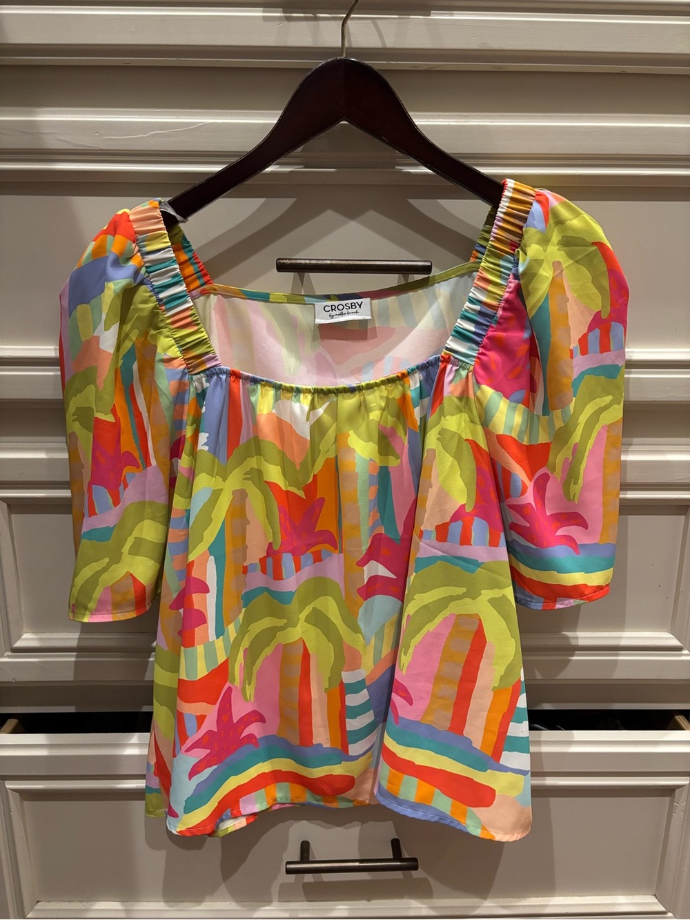 CROSBY by Mollie Burch Pastel Abstract Scoop Neck Top - Multi-color